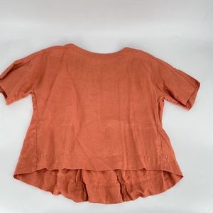 Muji Short Sleeve Blouse Top XS S Terra Cotta Orange